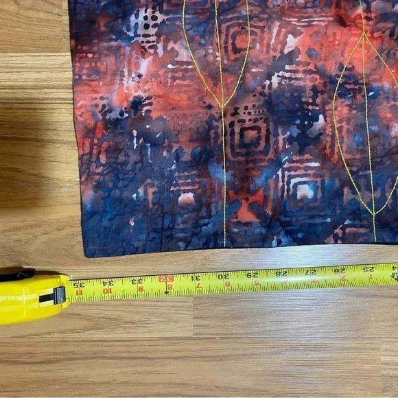 Mother Earth Pillow Cover 12” x 36” Red Blue Batik Embroidery Hook and Loop - Picture 4 of 9